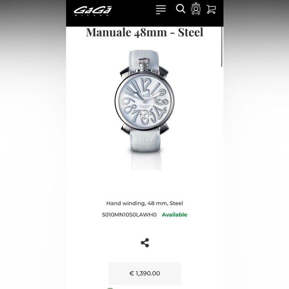 GaGà Milano Manuale 48mm Stainless Steel White - Picture 13 of 13